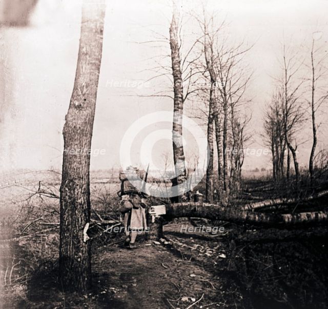 Soldier with pack on his back, c1914-c1918. Artist: Unknown.