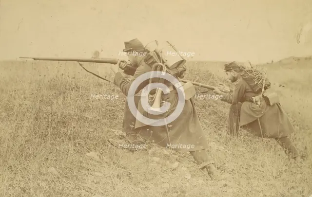 Soldier with Rifle and Bugle, 1880s-90s. Creator: Unknown.