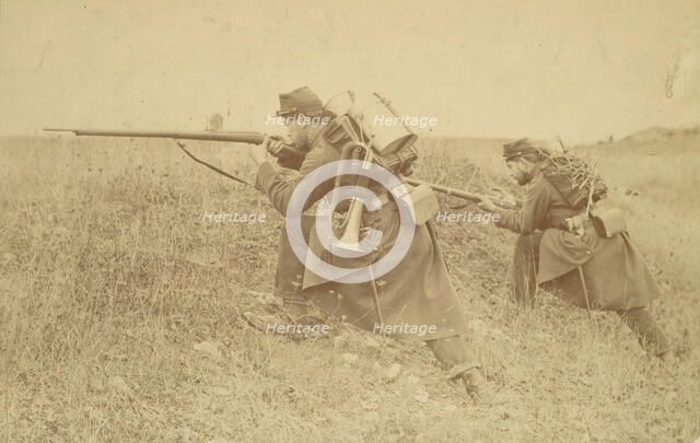 Soldier with Rifle and Bugle, 1880s-90s. Creator: Unknown.