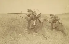 Soldier with Rifle and Bugle, 1880s-90s. Creator: Unknown