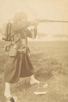 [Soldier Aiming Rifle], 1880s-90s. Creator: Unknown