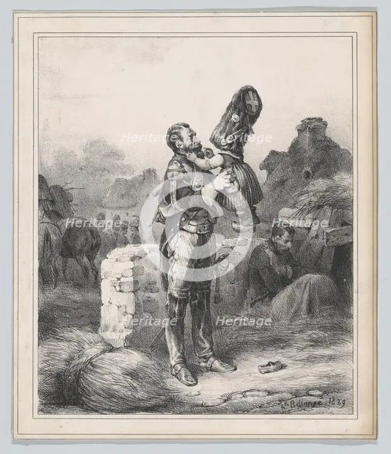 Soldier and small girl, 1829. Creator: Hippolyte Bellangé.