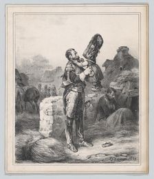 Soldier and small girl, 1829. Creator: Hippolyte Bellangé