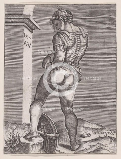 Soldier Attaching His Breeches to His Breast plate, dated 1517., dated 1517. Creator: Anon.