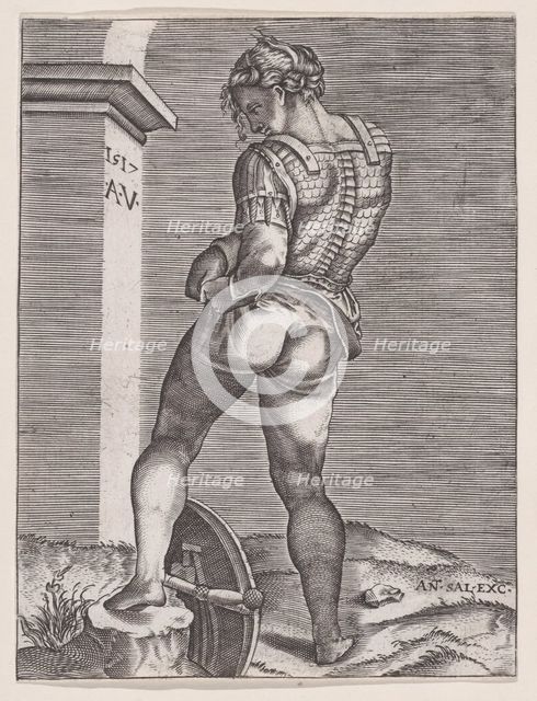 Soldier Attaching His Breeches to His Breast plate, dated 1517., dated 1517. Creator: Anon.