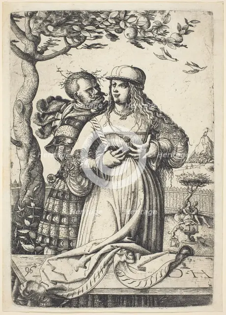Soldier Embracing a Woman, c. 1530. Creator: Daniel Hopfer.