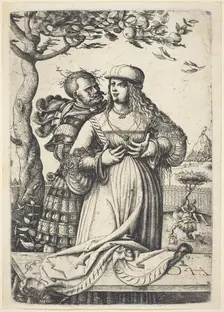 Soldier Embracing a Woman, c. 1530. Creator: Daniel Hopfer