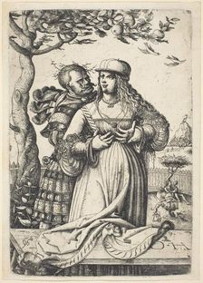 Soldier Embracing a Woman, c. 1530. Creator: Daniel Hopfer