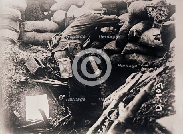 Soldier in trenches, c1914-c1918. Artist: Unknown.