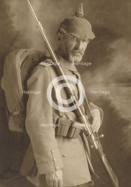 Soldier in Uniform WWI, 1914. Creator: Rudolf Duhrkoop.