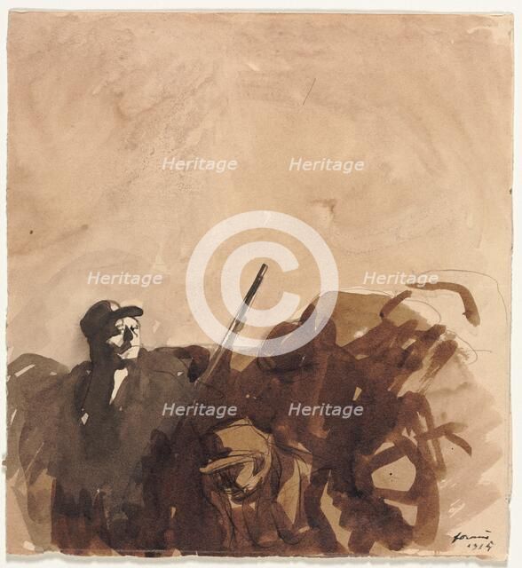 Soldier in a Trench (recto), 1915. Creator: Jean Louis Forain (French, 1852-1931).