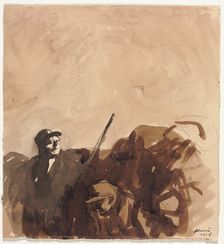 Soldier in a Trench (recto) Reclining Woman (verso), 1915. Creator: Jean Louis Forain (French, 1852-1931)