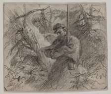 Soldier in Forest, late 19th century. Creator: Felix Octavius Carr Darley