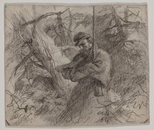 Soldier in Forest, late 19th century. Creator: Felix Octavius Carr Darley