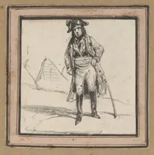 Soldier leaning on his sword, mid-19th century. Creator: Victor Adam