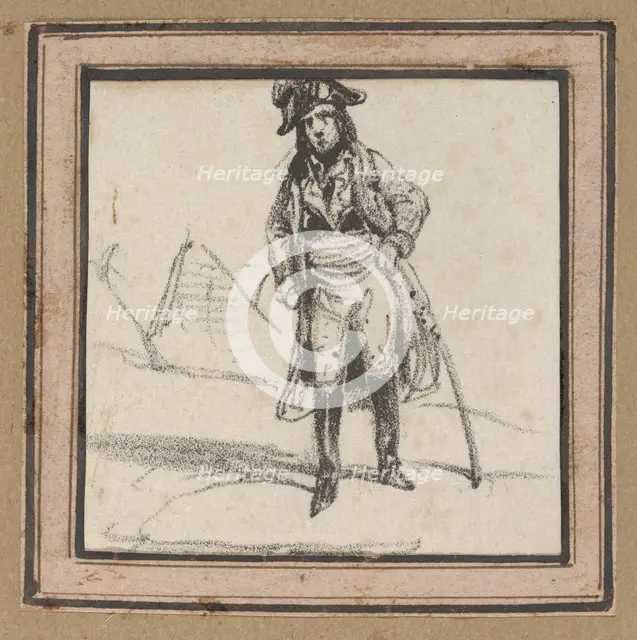 Soldier leaning on his sword, mid-19th century. Creator: Victor Adam.