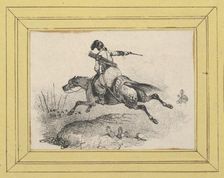 Soldier on galloping horse, mid-19th century. Creator: Victor Adam