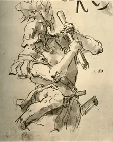 Soldier raising his arm to strike mid 18th century, (1928). Artist: Giovanni Battista Tiepolo