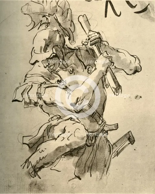 'Soldier raising his arm to strike', mid 18th century, (1928). Artist: Giovanni Battista Tiepolo.