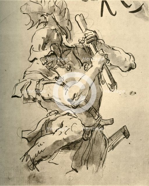 'Soldier raising his arm to strike', mid 18th century, (1928). Artist: Giovanni Battista Tiepolo.