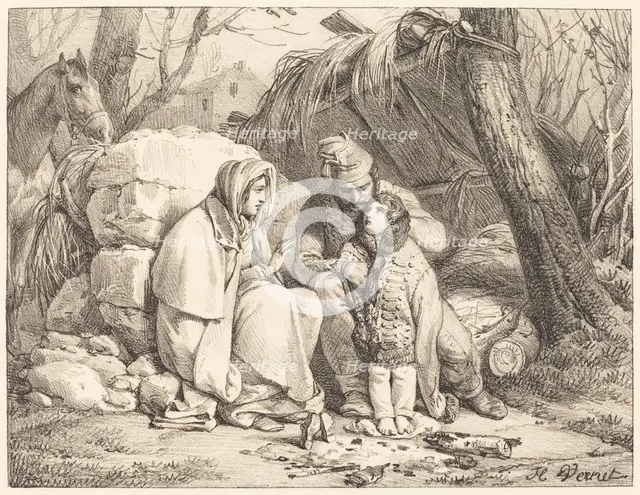 Soldier's Family Encamped, c. 1818. Creator: Emile Jean-Horace Vernet.