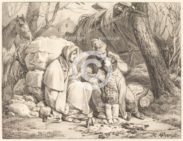 Soldier's Family Encamped, c. 1818. Creator: Emile Jean-Horace Vernet.