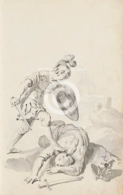 Soldier subdues an enemy, c.1701.  Creator: Jacob Toorenvliet.