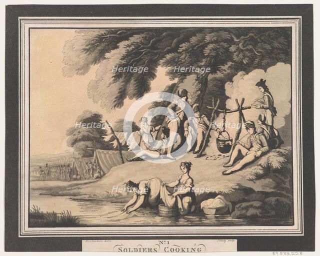 Soldiers Cooking, April 1, 1798. Creator: Heinrich Schutz.
