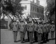 Soldiers Carrying Rifles Patrolling Outside the Egyptian Palace After the Assassination of..., 1924. Creator: British Pathe Ltd