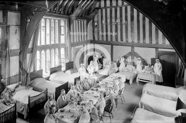 Soldiers and nurses at Great Dixter, Northiam, East Sussex, WWI, 1916. Artist: Nathaniel Lloyd
