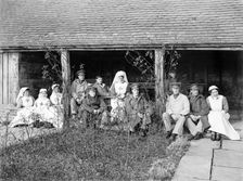 Soldiers and nurses at Great Dixter, Northiam, East Sussex, WWI, 1916. Artist: Nathaniel Lloyd