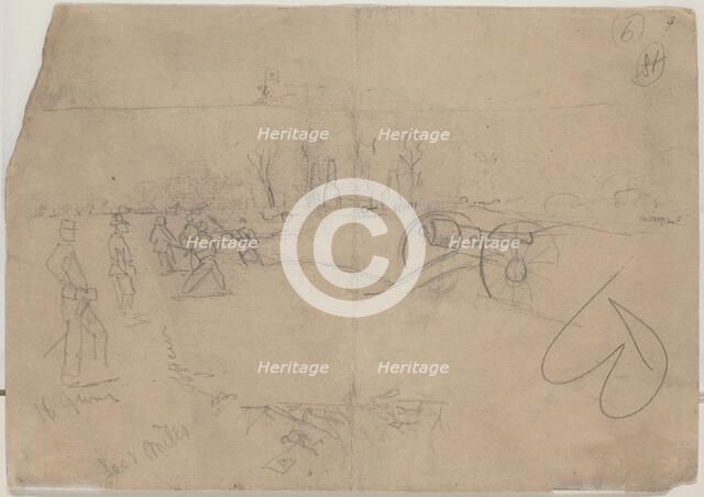 Soldiers and Cannon [verso], 1862. Creator: Winslow Homer.