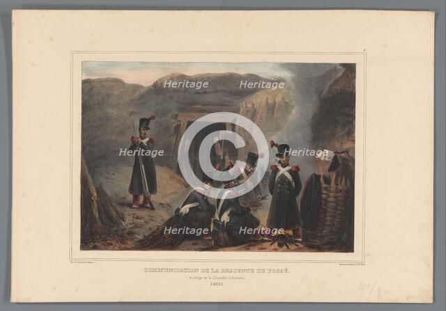 Soldiers at a mineshaft, 1832, (1833). Creator: Auguste Raffet.