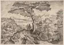 Soldiers at Rest (Milites Requiescentes) from The Large Landscapes, ca. 1555-56. Creators: Lucas van Doetecum, Johannes van Doetecum I