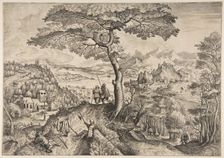 Soldiers at Rest (Milites Requiescentes) from The Large Landscapes, ca. 1555-56. Creators: Lucas van Doetecum, Johannes van Doetecum I