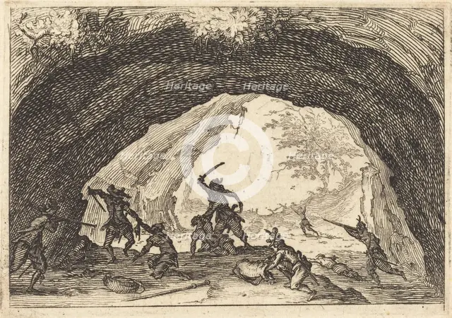 Soldiers Attacking Robbers, c. 1617. Creator: Jacques Callot.