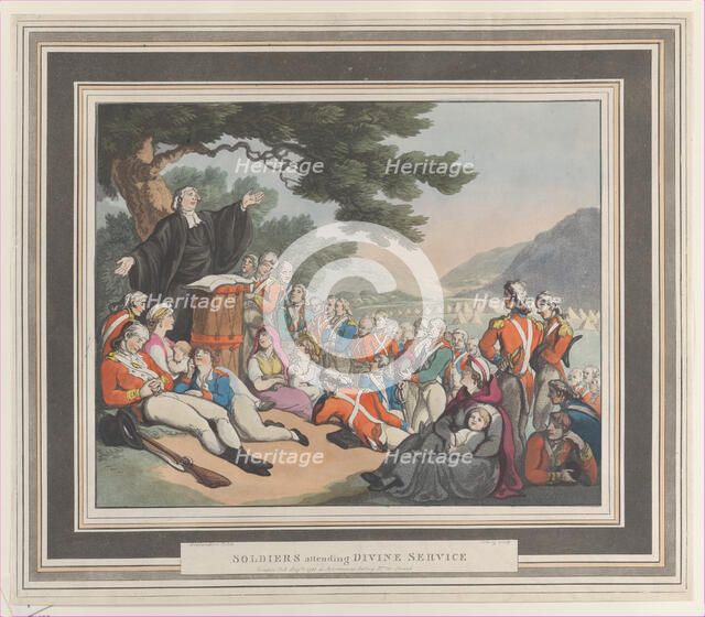 Soldiers Attending Divine Service, August 1, 1798. Creator: Heinrich Schutz.