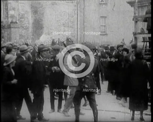 Soldiers Breaking up Fights and Crowds at a Speech by Eamon De Valera, 1922. Creator: British Pathe Ltd.