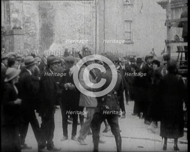 Soldiers Breaking up Fights and Crowds at a Speech by Eamon De Valera, 1922. Creator: British Pathe Ltd.
