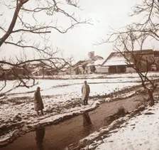 Soldiers by a river, Bernecourt, northern France, c1914-c1918