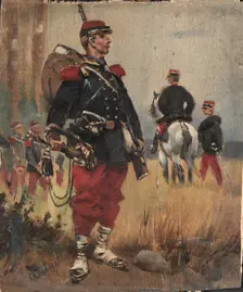 Soldiers, c. 1892. Creator: Édouard Detaille (French, 1848-1912)