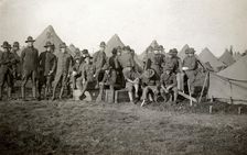Soldiers gathered near their tents, Fort Sheridan, Illinois, USA, 1920