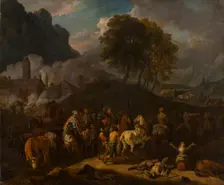 Soldiers Depart after Plundering, c1685-1693. Creator: Pieter van Bloemen