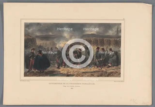 Soldiers dig a trench, 1832, (1833).  Creator: Auguste Raffet.