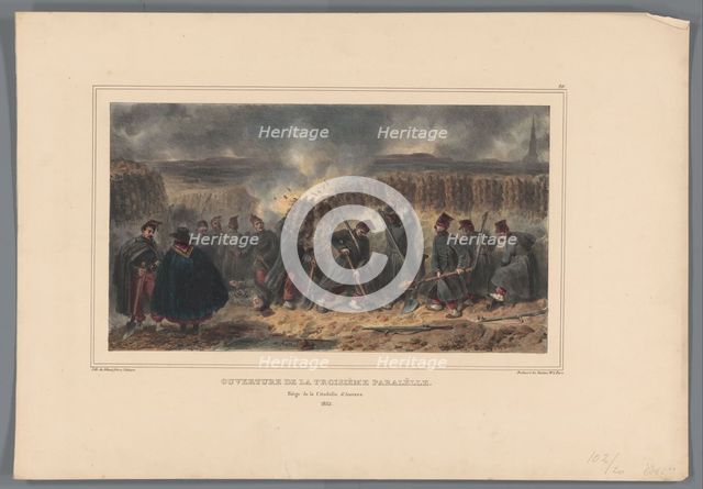 Soldiers dig a trench, 1832, (1833).  Creator: Auguste Raffet.