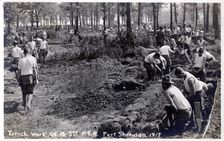 Soldiers digging and clearing trenches, Fort Sheridan, Illinois, USA, 1917