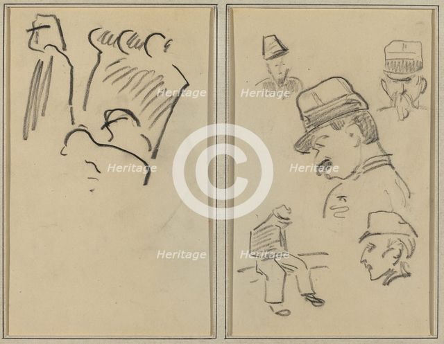 Soldiers; Four Soldiers and a Seated Figure [verso], 1884-1888. Creator: Paul Gauguin.