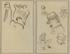 Soldiers; Four Soldiers and a Seated Figure [verso], 1884-1888. Creator: Paul Gauguin
