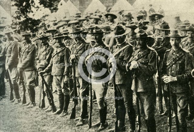 Soldiers from Australia, New Zealand, Canada, and South Africa, 1914-1918, (c1920). Creator: Underwood & Underwood.
