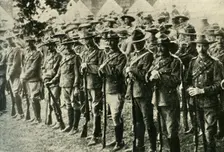 Soldiers from Australia, New Zealand, Canada, and South Africa, 1914-1918, (c1920). Creator: Underwood & Underwood